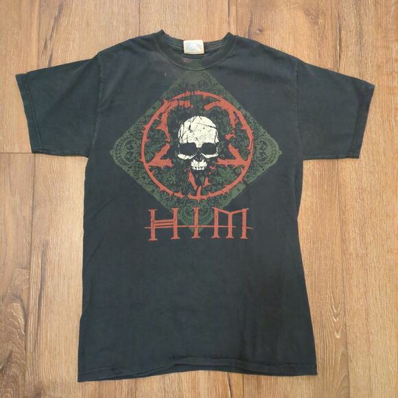 VTG Goth Rock Funeral Hearts Adult Small Shirt Fade Distressed Emo Goth Skull